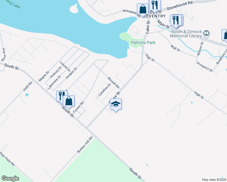 map of restaurants, bars, coffee shops, grocery stores, and more near 180 Cross Street in Coventry