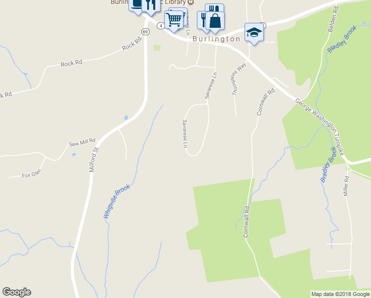 map of restaurants, bars, coffee shops, grocery stores, and more near 68 Savarese Lane in Burlington