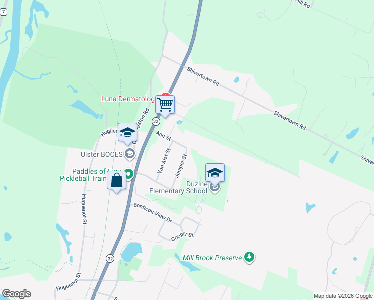 map of restaurants, bars, coffee shops, grocery stores, and more near 11 Juniper St in New Paltz