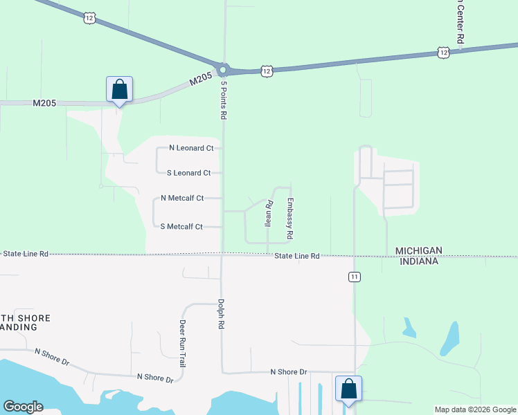 map of restaurants, bars, coffee shops, grocery stores, and more near 71409 Ilean Road in Elkhart