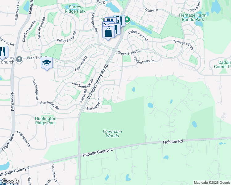 map of restaurants, bars, coffee shops, grocery stores, and more near 6765 Taos Court in Lisle
