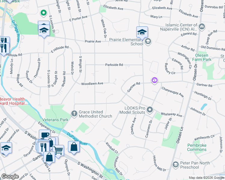 map of restaurants, bars, coffee shops, grocery stores, and more near 848 Proud Clarion Court in Naperville