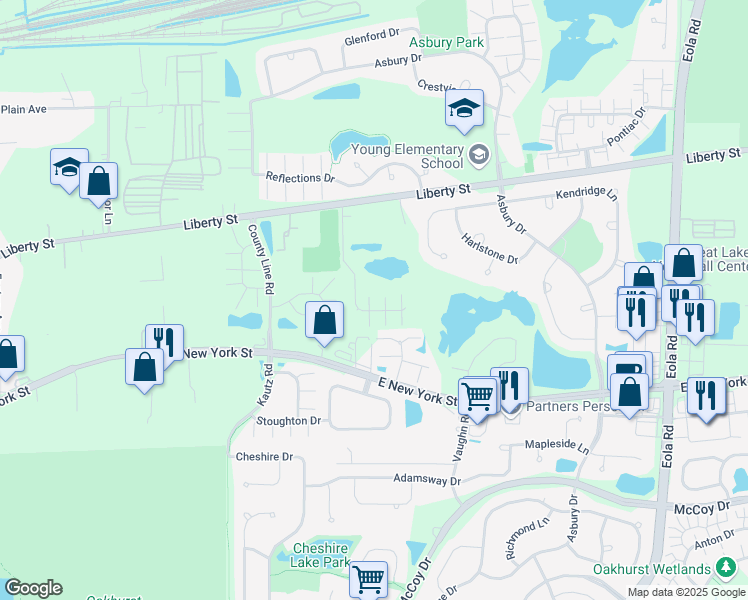 map of restaurants, bars, coffee shops, grocery stores, and more near 446 Jamestown Court in Aurora