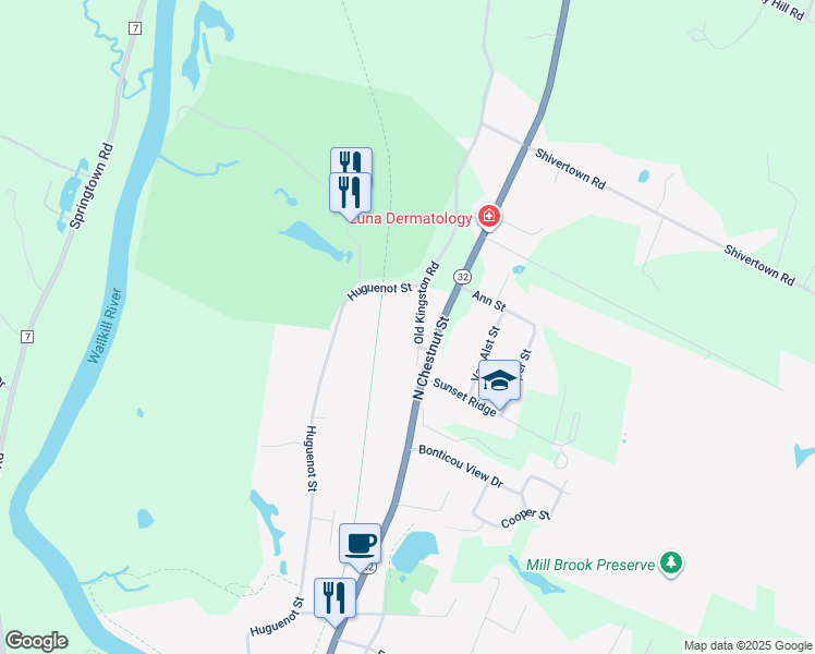 map of restaurants, bars, coffee shops, grocery stores, and more near 175 New York 32 in New Paltz