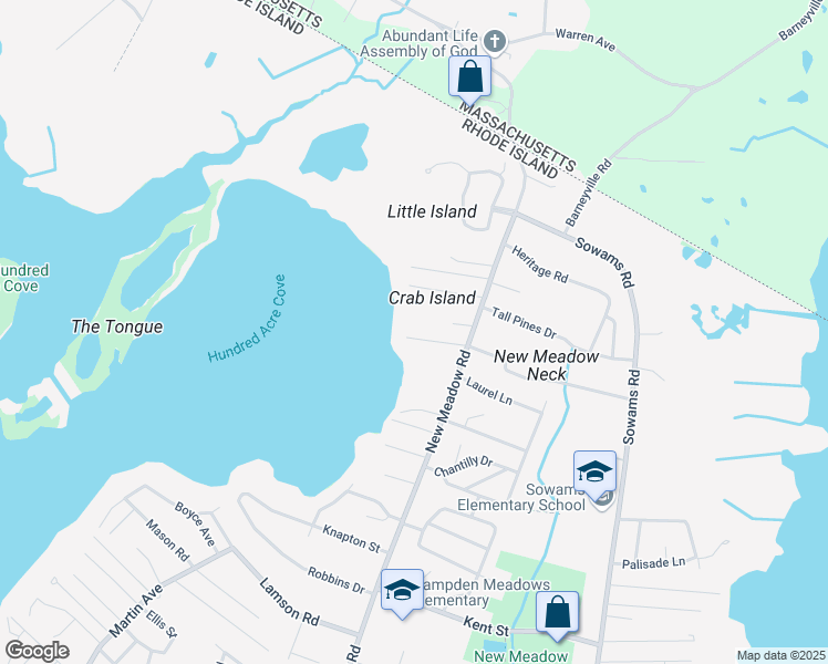 map of restaurants, bars, coffee shops, grocery stores, and more near 11 George W Finnerty Road in Barrington