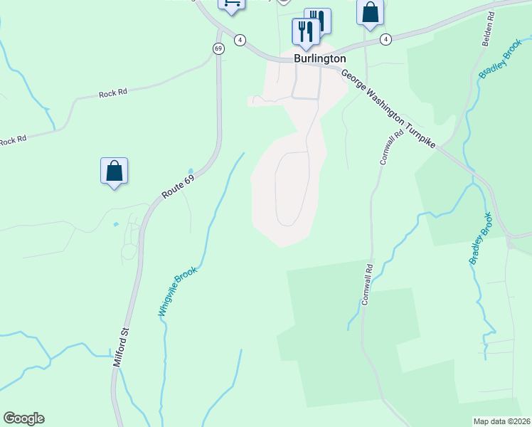 map of restaurants, bars, coffee shops, grocery stores, and more near 68 Savarese Lane in Burlington