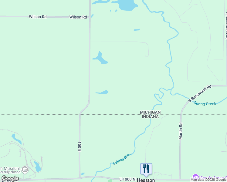 map of restaurants, bars, coffee shops, grocery stores, and more near 19745 South Lakeside Road in New Buffalo
