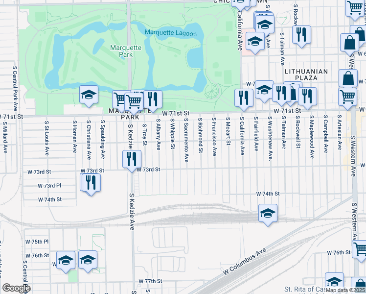 map of restaurants, bars, coffee shops, grocery stores, and more near in Chicago