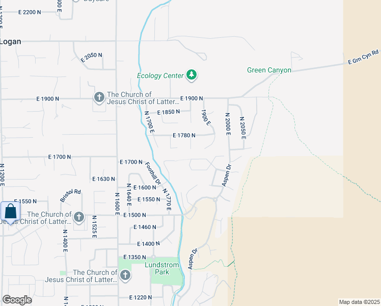 map of restaurants, bars, coffee shops, grocery stores, and more near 1720 North 1850 East in North Logan