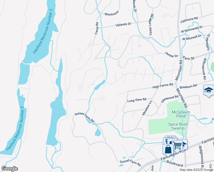 map of restaurants, bars, coffee shops, grocery stores, and more near 124 Stoner Drive in West Hartford