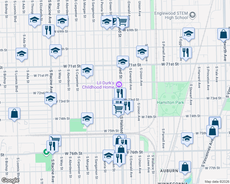 map of restaurants, bars, coffee shops, grocery stores, and more near in Chicago