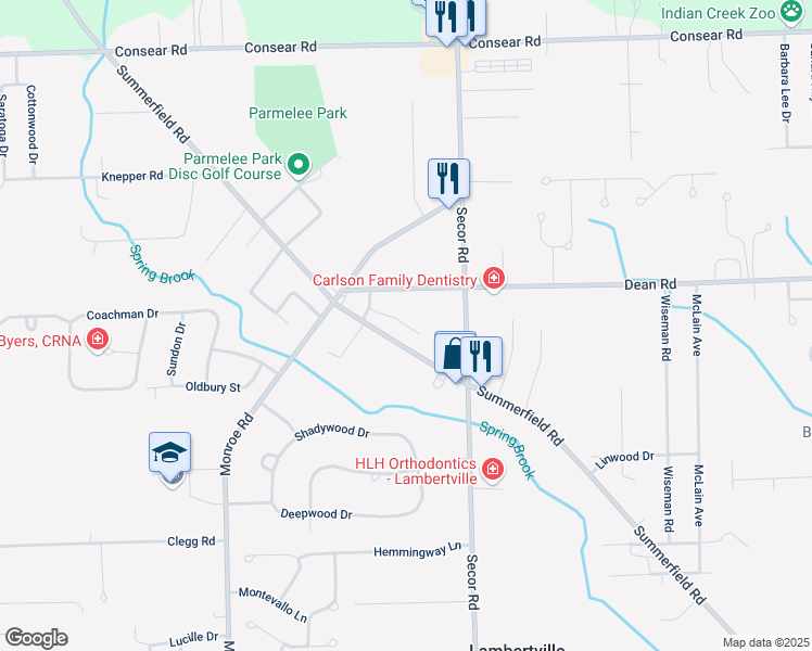 map of restaurants, bars, coffee shops, grocery stores, and more near 8130 Delray Street in Lambertville