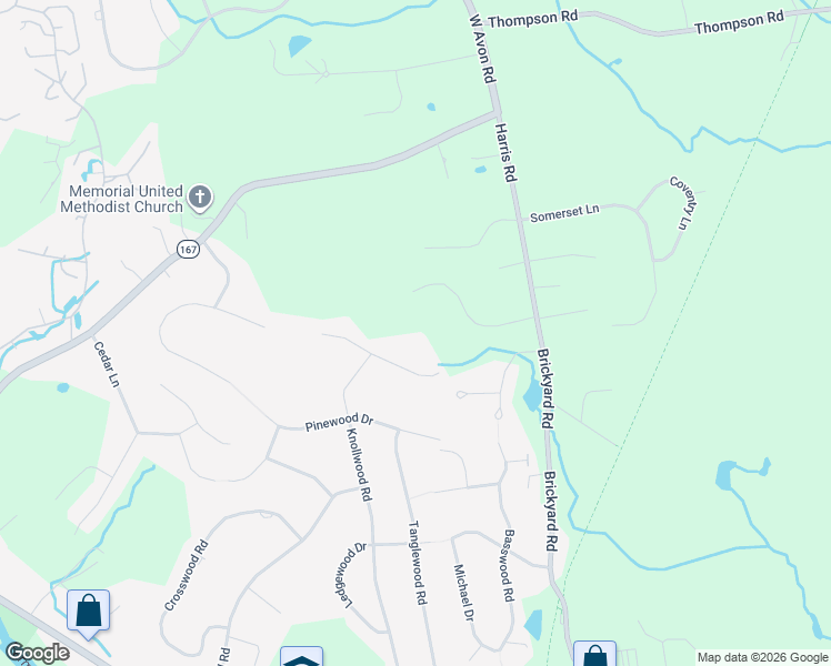 map of restaurants, bars, coffee shops, grocery stores, and more near 32 Sturbridge Lane in Avon