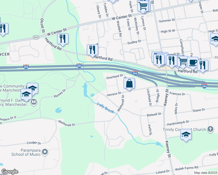 map of restaurants, bars, coffee shops, grocery stores, and more near 31 Chalmers Street in Manchester