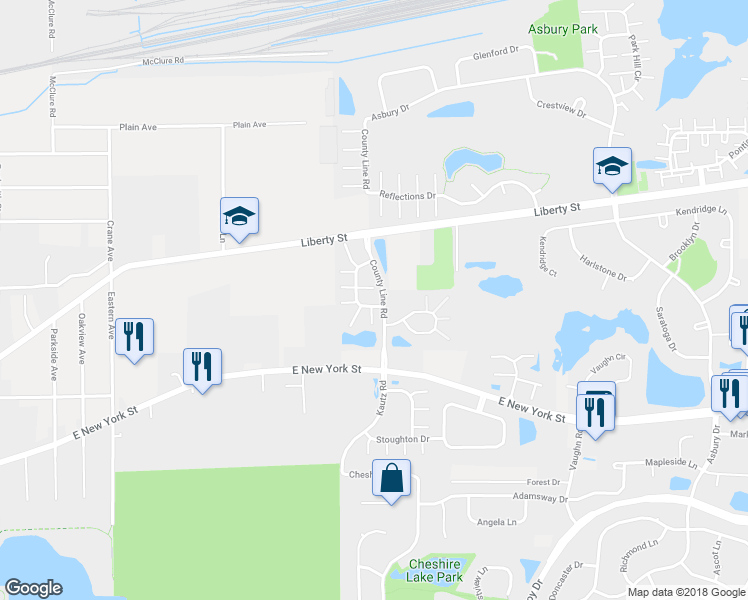 map of restaurants, bars, coffee shops, grocery stores, and more near 507 Declaration Lane in Aurora