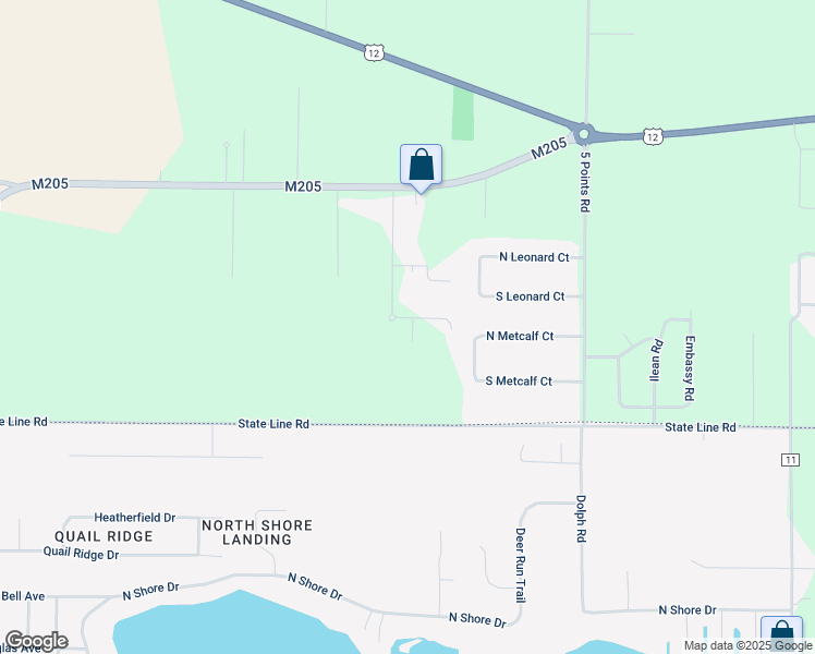 map of restaurants, bars, coffee shops, grocery stores, and more near 20096 Willow Lane in Edwardsburg