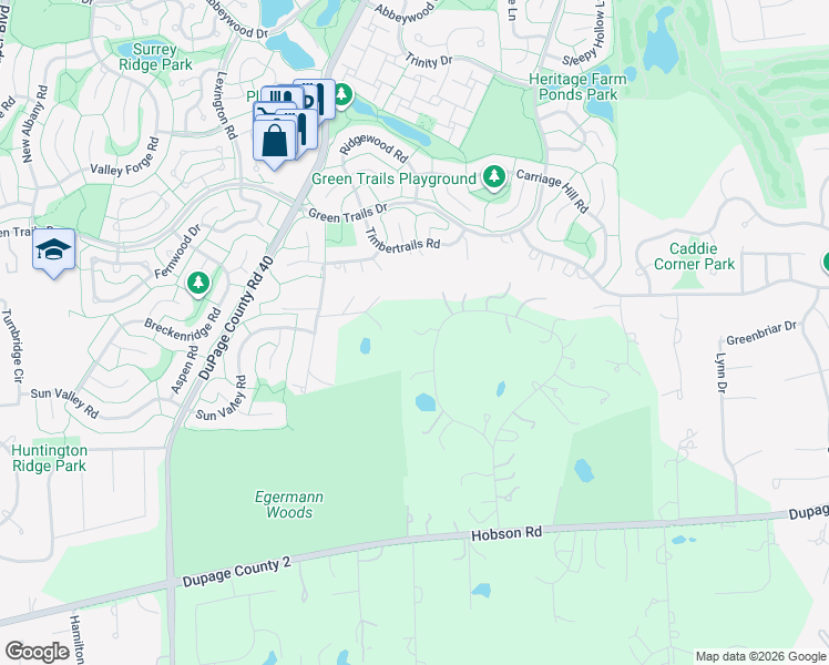 map of restaurants, bars, coffee shops, grocery stores, and more near 24W241 Kammes Drive in Naperville
