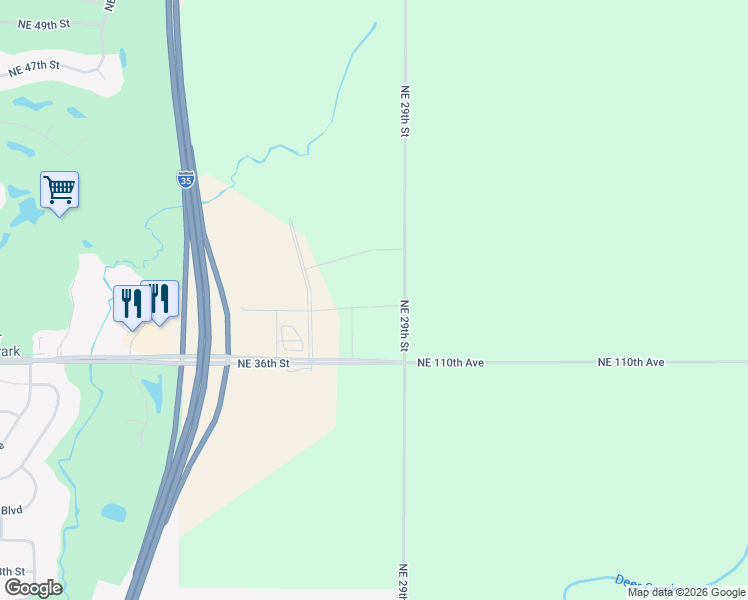 map of restaurants, bars, coffee shops, grocery stores, and more near 11117 Northeast 29th Street in Ankeny