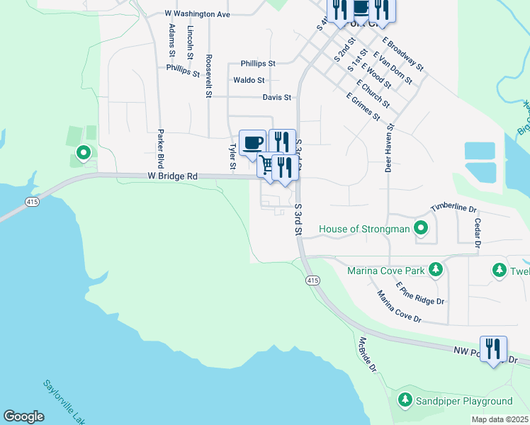 map of restaurants, bars, coffee shops, grocery stores, and more near 404 Sandpiper Court in Polk City
