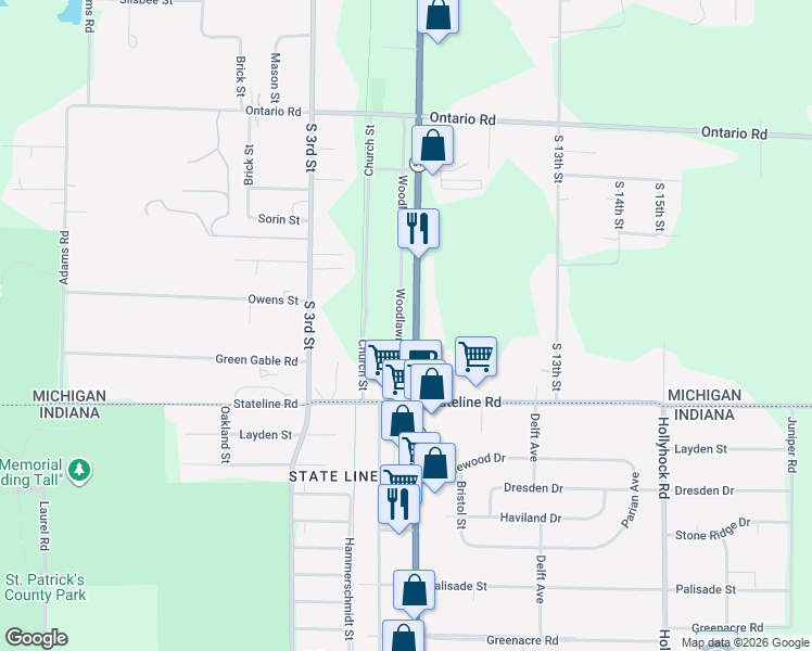 map of restaurants, bars, coffee shops, grocery stores, and more near 3130 South 11th Street in Niles