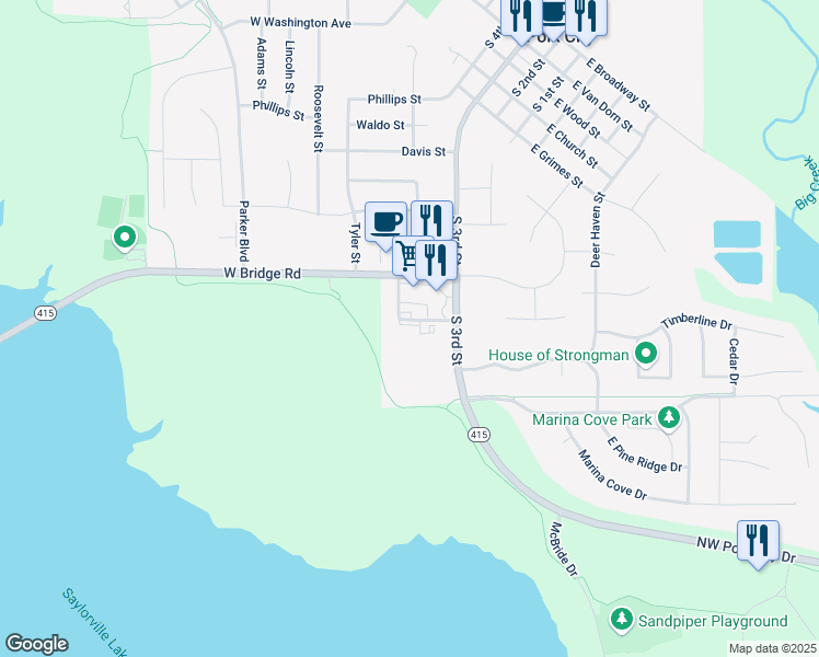 map of restaurants, bars, coffee shops, grocery stores, and more near 404 Sandpiper Court in Polk City