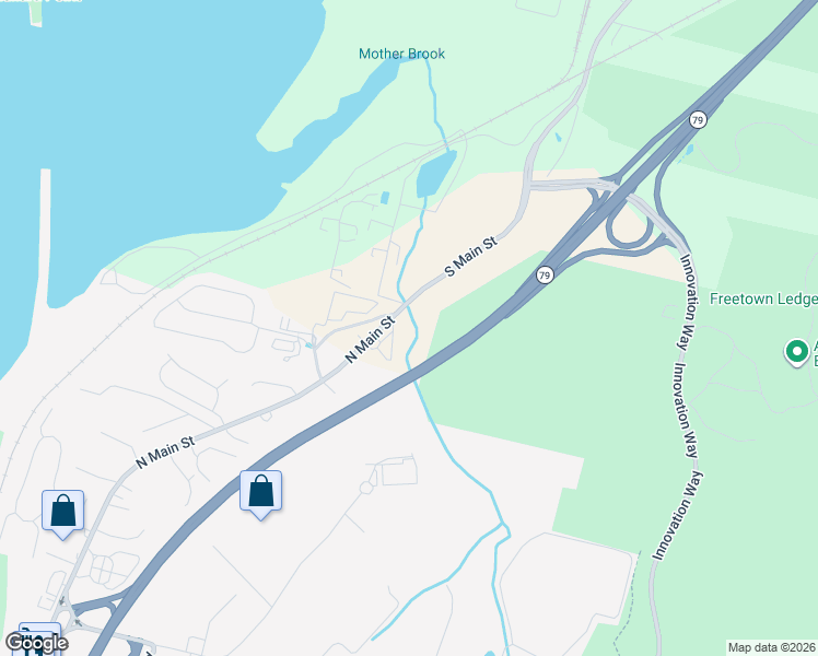 map of restaurants, bars, coffee shops, grocery stores, and more near 5455 North Main Street in Fall River