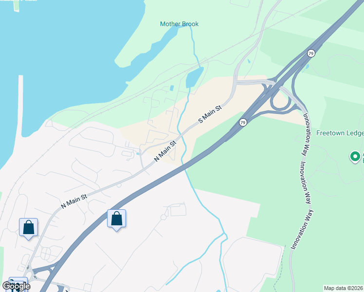 map of restaurants, bars, coffee shops, grocery stores, and more near 5455 North Main Street in Fall River