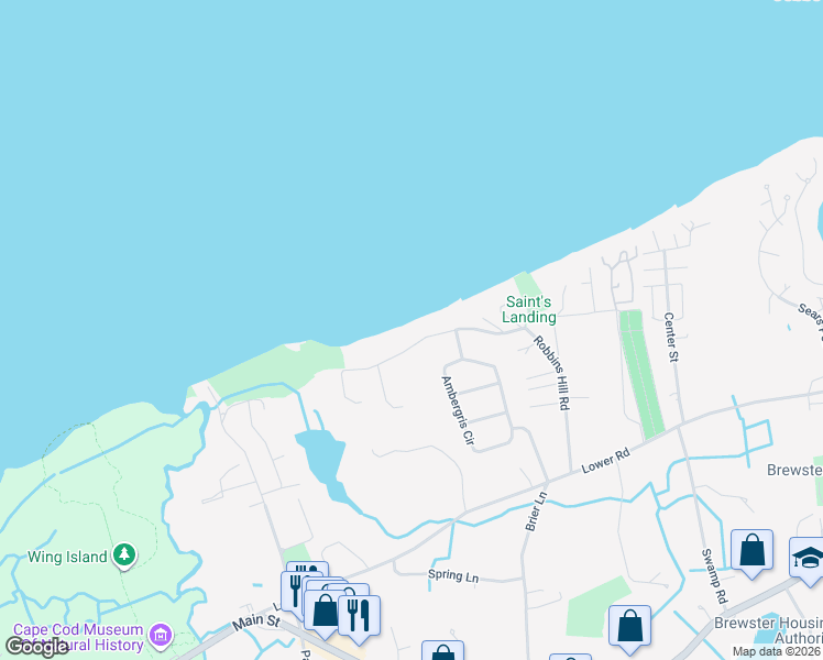 map of restaurants, bars, coffee shops, grocery stores, and more near 262 Robbins Hill Road in Brewster