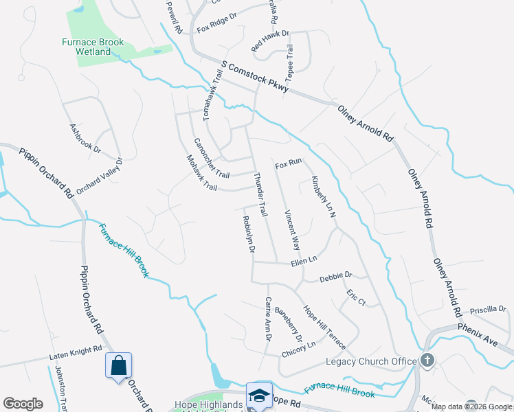 map of restaurants, bars, coffee shops, grocery stores, and more near 109 Thunder Trail in Cranston