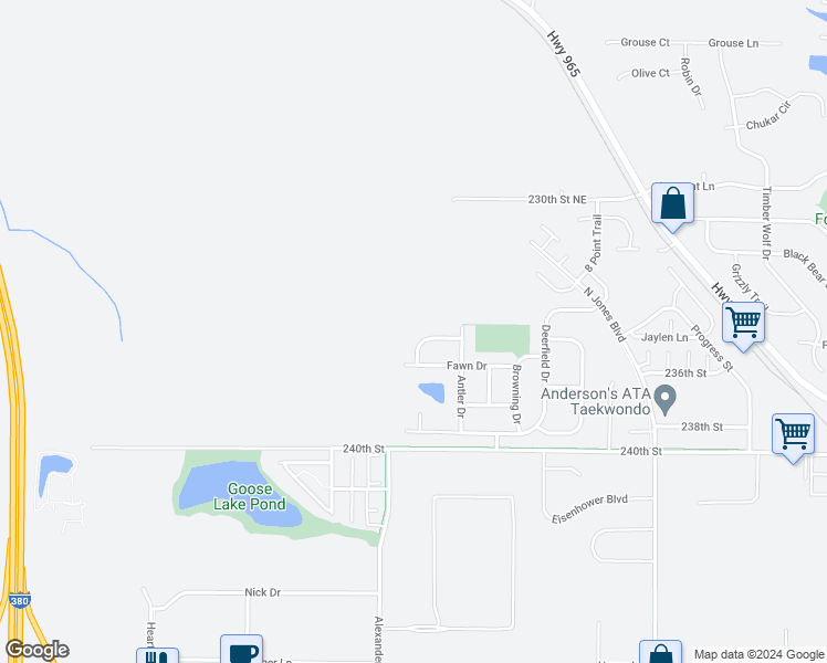 map of restaurants, bars, coffee shops, grocery stores, and more near 1445 Blacktail Lane in North Liberty