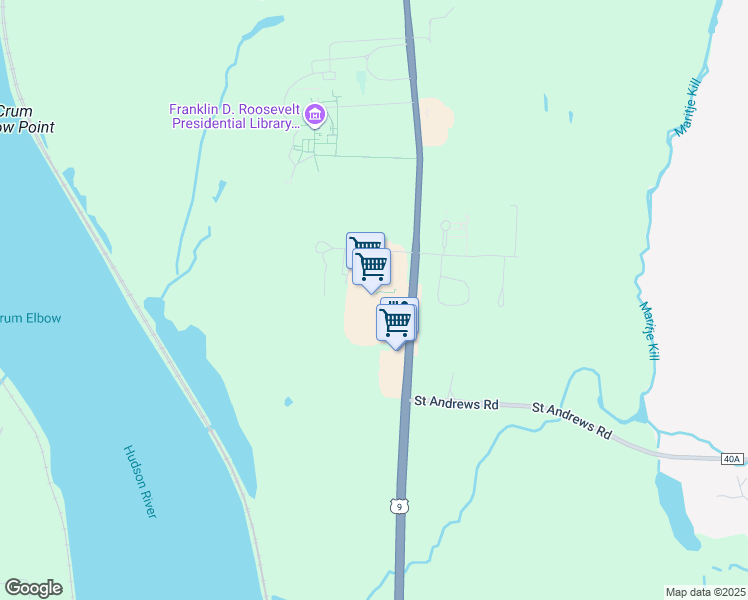 map of restaurants, bars, coffee shops, grocery stores, and more near 3999 Albany Post Road in Hyde Park