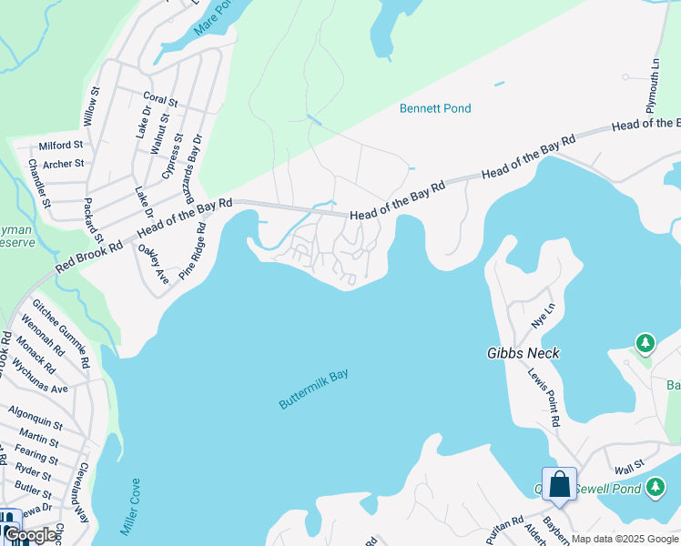 map of restaurants, bars, coffee shops, grocery stores, and more near 61 Maynard Lane in Bourne