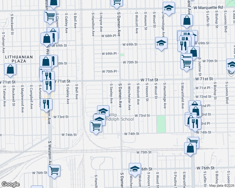 map of restaurants, bars, coffee shops, grocery stores, and more near in Chicago