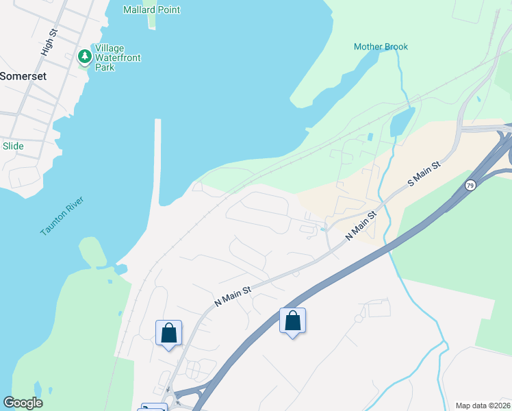 map of restaurants, bars, coffee shops, grocery stores, and more near 85 Fourwinds Drive in Fall River