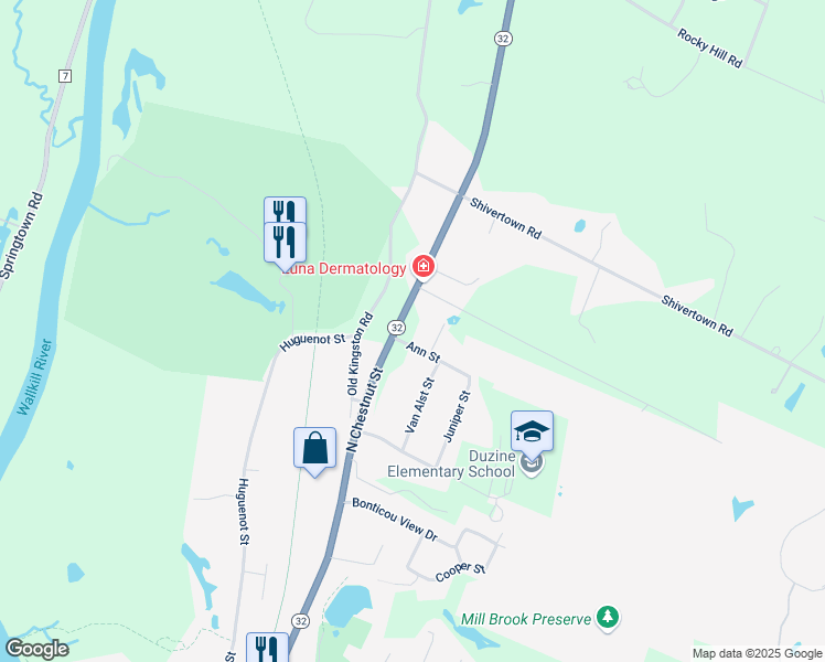 map of restaurants, bars, coffee shops, grocery stores, and more near 3 Ann Street in New Paltz