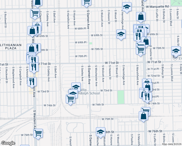 map of restaurants, bars, coffee shops, grocery stores, and more near in Chicago