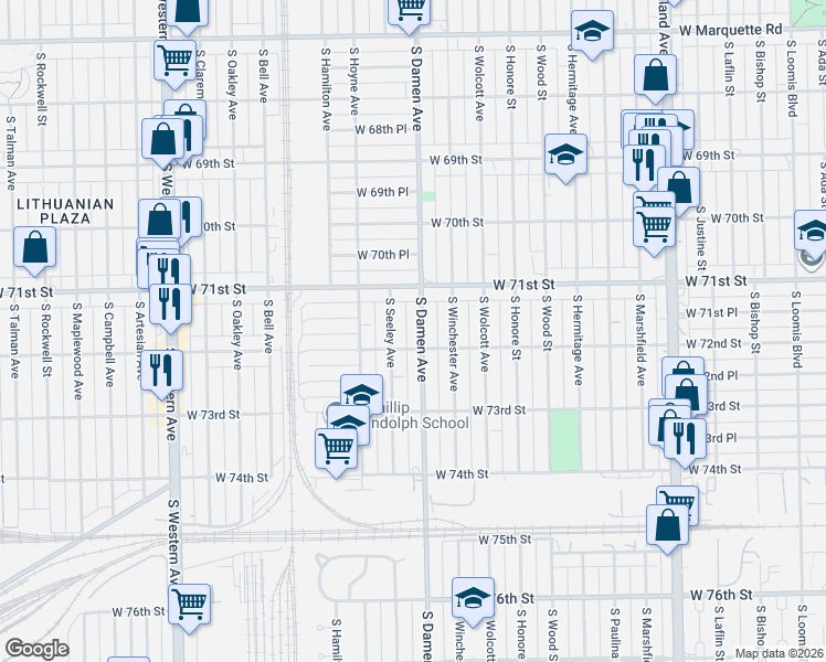 map of restaurants, bars, coffee shops, grocery stores, and more near in Chicago