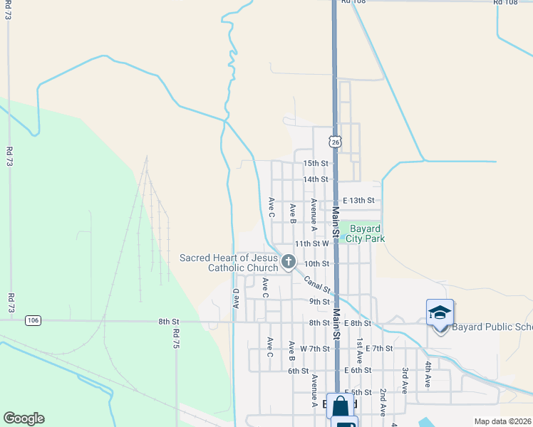 map of restaurants, bars, coffee shops, grocery stores, and more near 1143 Avenue C in Bayard