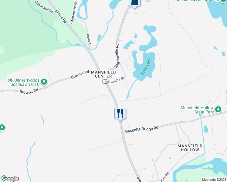 map of restaurants, bars, coffee shops, grocery stores, and more near 508 Storrs Road in Mansfield