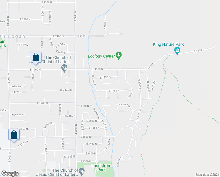 map of restaurants, bars, coffee shops, grocery stores, and more near 1799 East 1780 North in North Logan