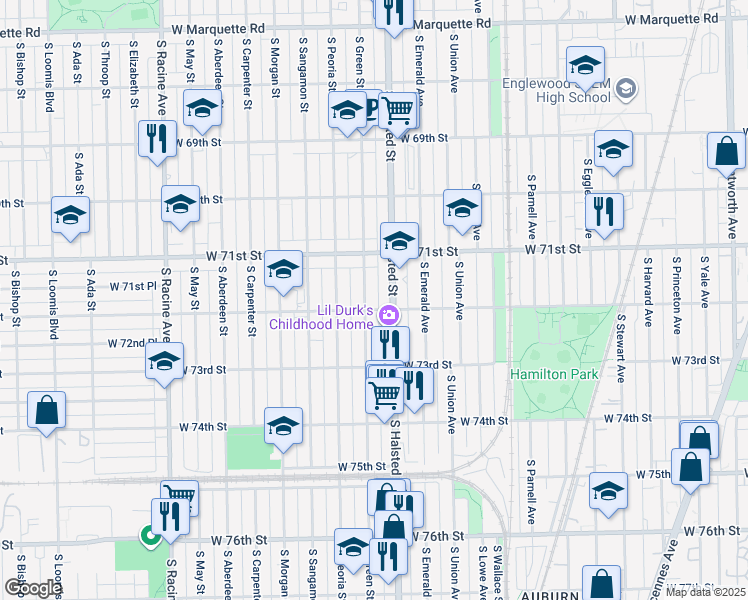 map of restaurants, bars, coffee shops, grocery stores, and more near in Chicago