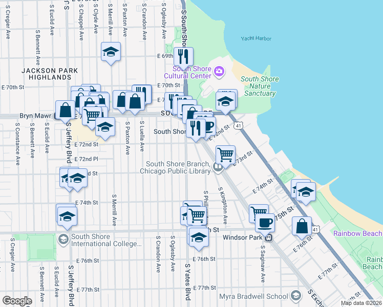 map of restaurants, bars, coffee shops, grocery stores, and more near in Chicago