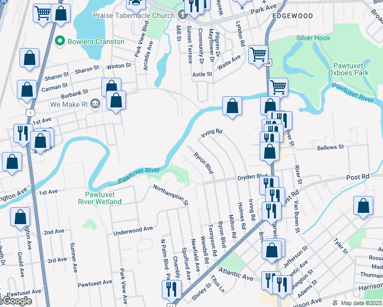 map of restaurants, bars, coffee shops, grocery stores, and more near in 
