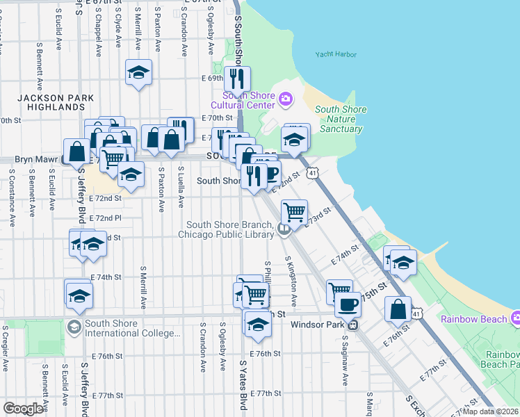 map of restaurants, bars, coffee shops, grocery stores, and more near in Chicago