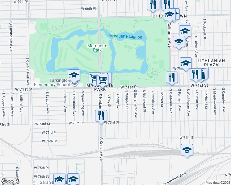 map of restaurants, bars, coffee shops, grocery stores, and more near in Chicago