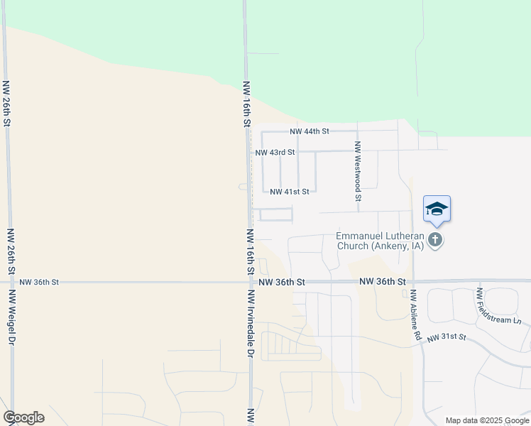 map of restaurants, bars, coffee shops, grocery stores, and more near 2836 North West 40th Lane in Ankeny