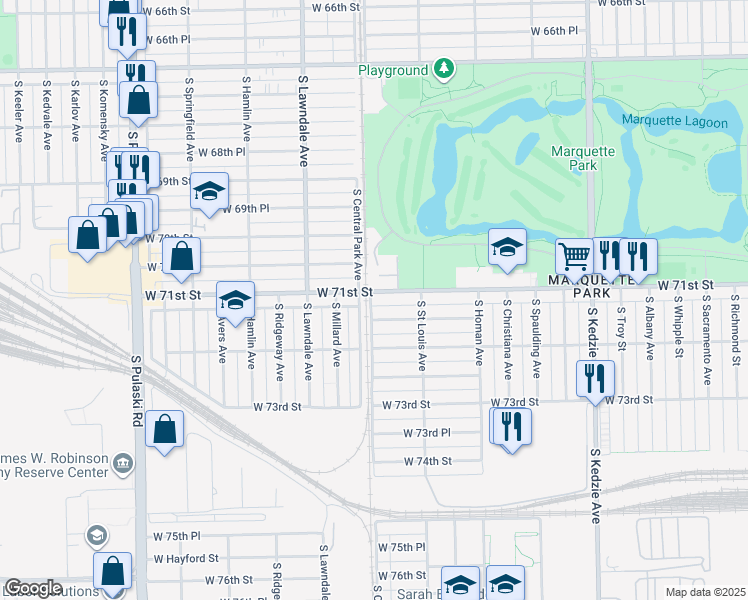 map of restaurants, bars, coffee shops, grocery stores, and more near in Chicago