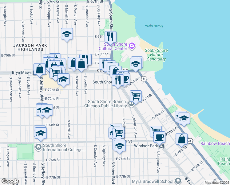 map of restaurants, bars, coffee shops, grocery stores, and more near in Chicago
