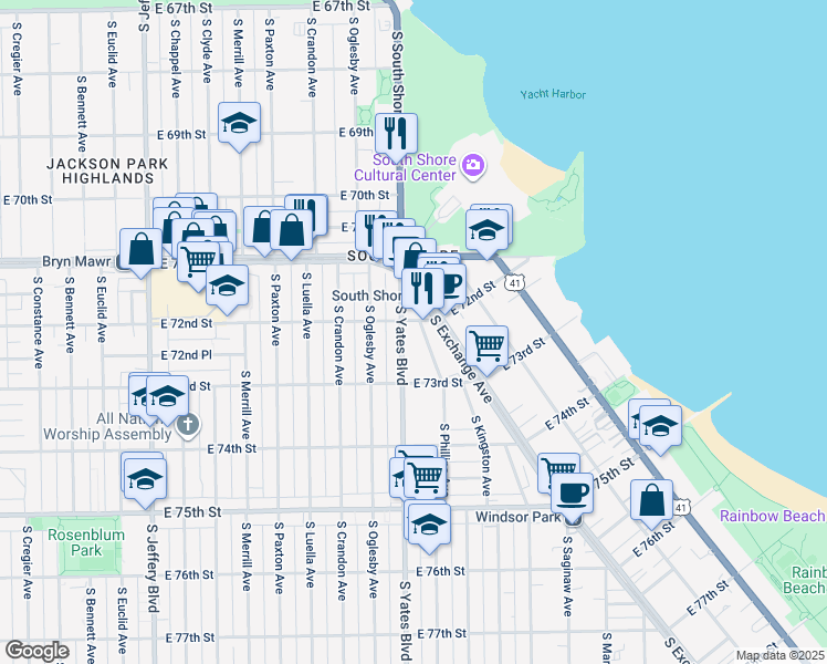 map of restaurants, bars, coffee shops, grocery stores, and more near in Chicago