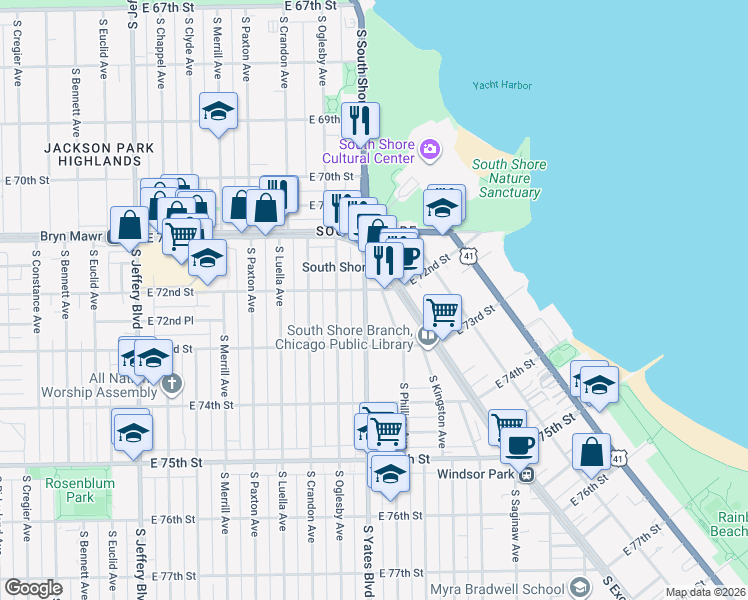 map of restaurants, bars, coffee shops, grocery stores, and more near in Chicago